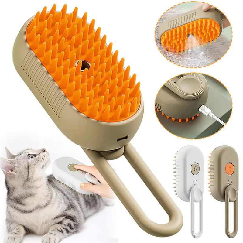 Cat Steam Brush Steamy Dog Brush 3 In 1 Electric Spray Cat Hair Brushes. By MistyKitty.